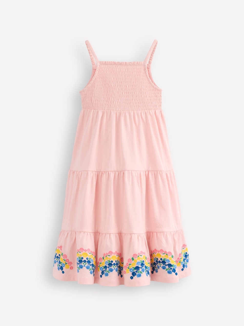 Mini Boden Enza Broderie Hem Jersey Embroidered Sundress |  Chalk Pink | 9-10Y
